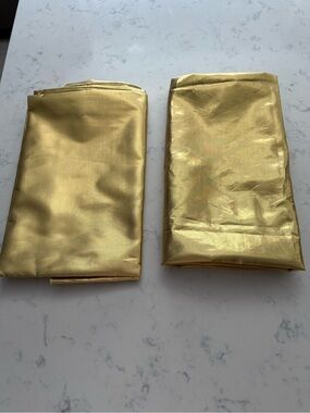 3 Gold Metallic Polyester Fabric Tablecloths- Shiny Finish